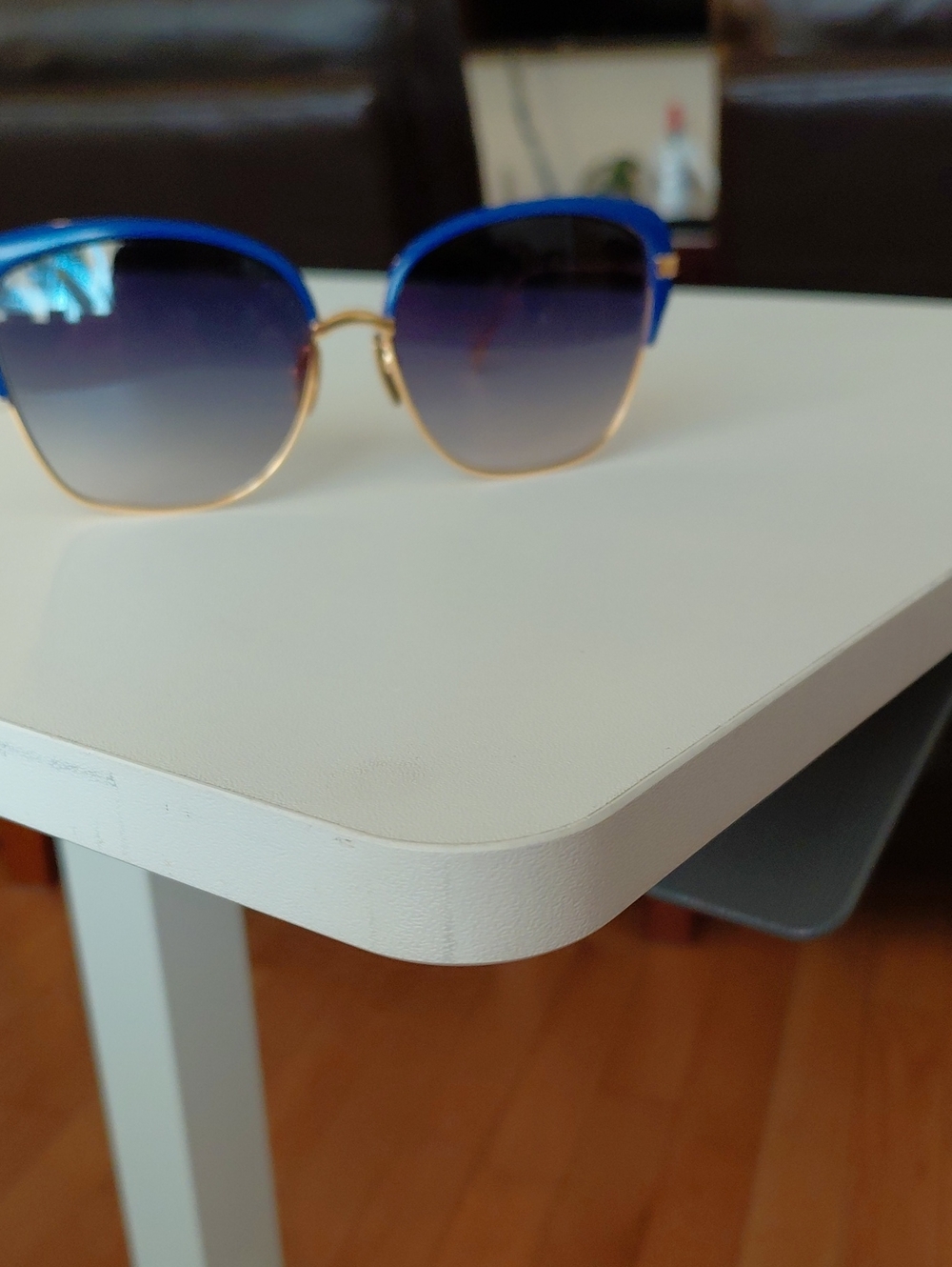 Men/ Women DITA FIRAZ Blue Gradient Cat-Eye Sunglasses with Gold Frame
